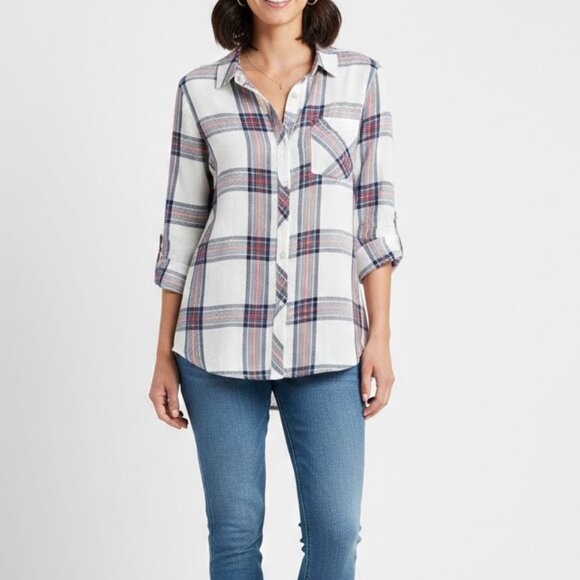 Rails Tops - Rails Hunter Plaid Button Down Shirt blue red Women’s Size Small long sleeve